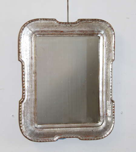 Small antique silverleafed Italian mirror