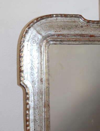 Small antique silverleafed Italian mirror