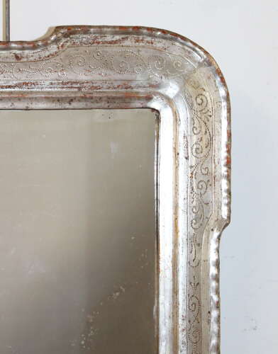 Small antique silverleafed Italian mirror