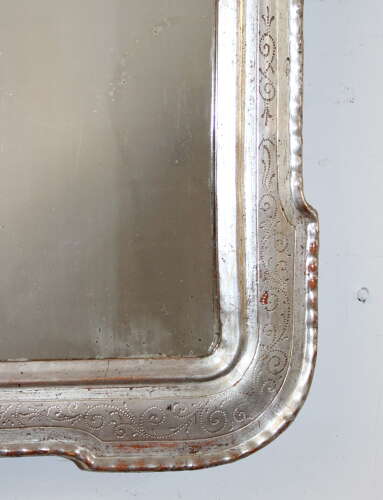 Small antique silverleafed Italian mirror