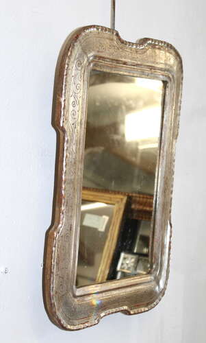 Small antique silverleafed Italian mirror