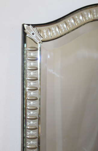 Elegant narrow antique Venetian mirror with serpentine top