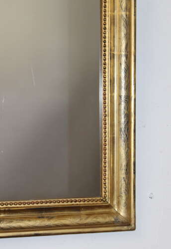Antique French etched gilt archtop mirror