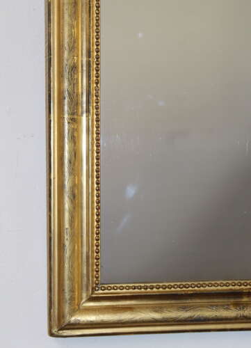 Antique French etched gilt archtop mirror