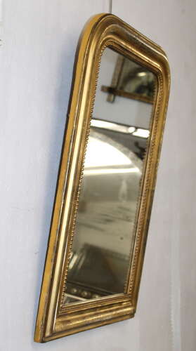 Antique French etched gilt archtop mirror