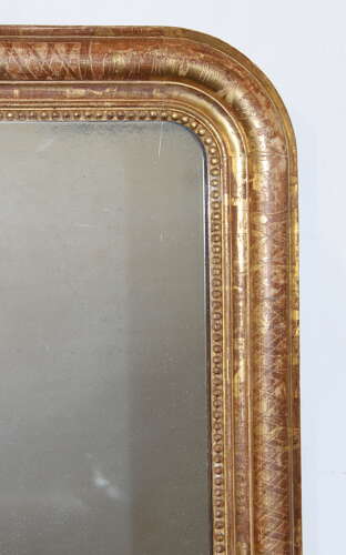 Antique French etched gilt archtop mirror