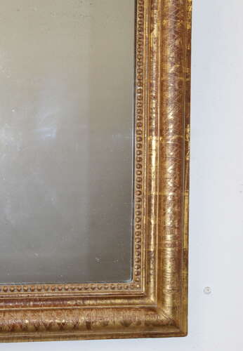 Antique French etched gilt archtop mirror