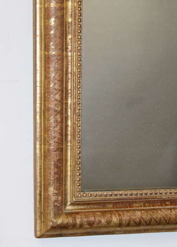 Antique French etched gilt archtop mirror