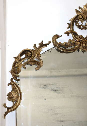 Very large antique Italian frameless and giltwood mirror