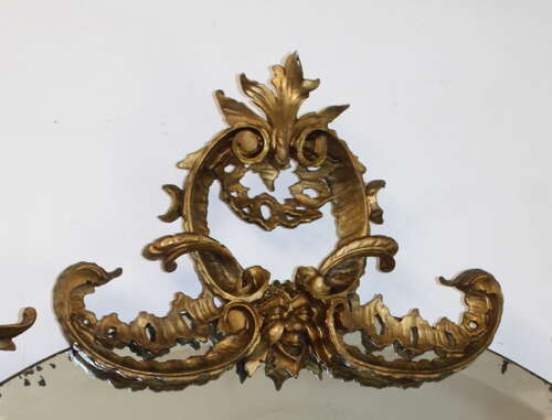 Very large antique Italian frameless and giltwood mirror