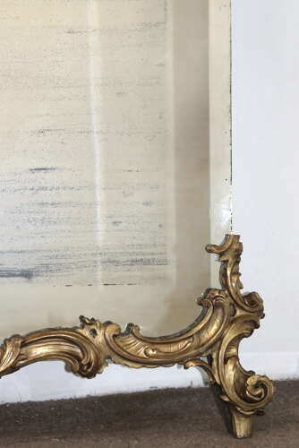 Very large antique Italian frameless and giltwood mirror