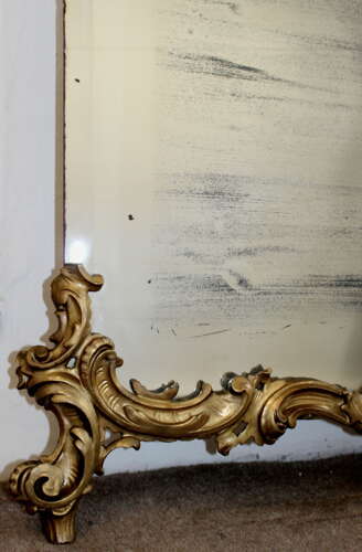 Very large antique Italian frameless and giltwood mirror