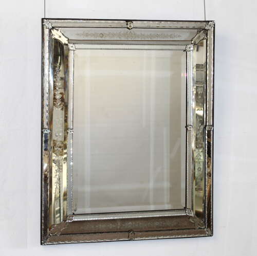 Antique Venetian mirror with exquisitely etched frame