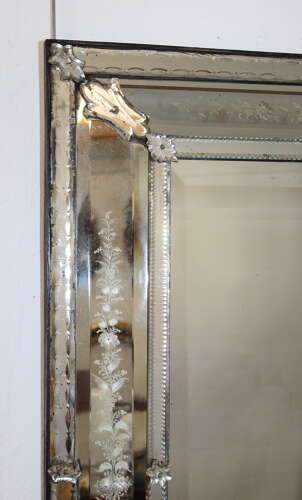 Antique Venetian mirror with exquisitely etched frame