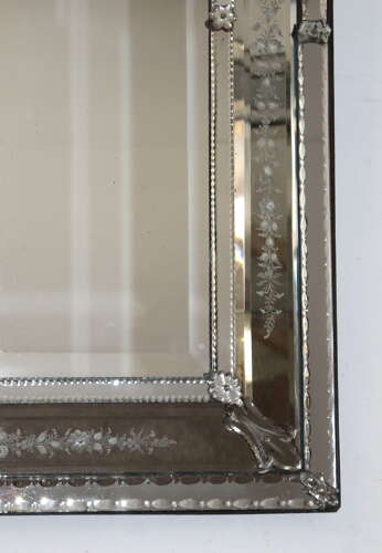 Antique Venetian mirror with exquisitely etched frame