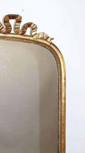Antique French arched mirror with bow cartouche