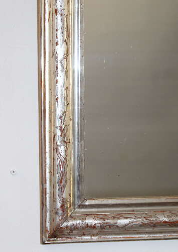 Small antique French silverleafed archtop mirror