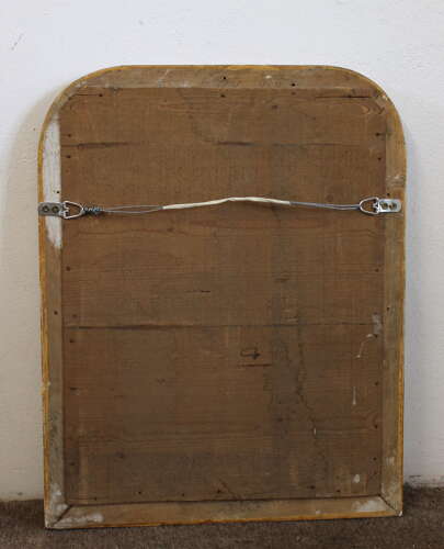 Small antique French silverleafed archtop mirror