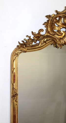 Tall narrow antique French gilt mirror