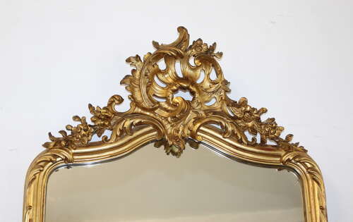 Tall narrow antique French gilt mirror