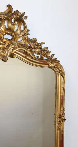 Tall narrow antique French gilt mirror