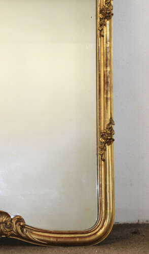 Tall narrow antique French gilt mirror
