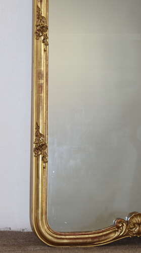 Tall narrow antique French gilt mirror