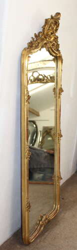 Tall narrow antique French gilt mirror