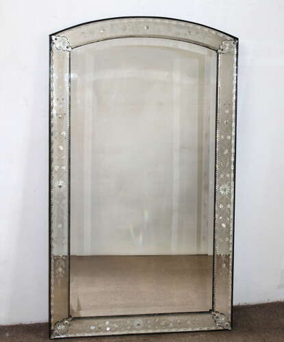 Antique Venetian mirror with arched top