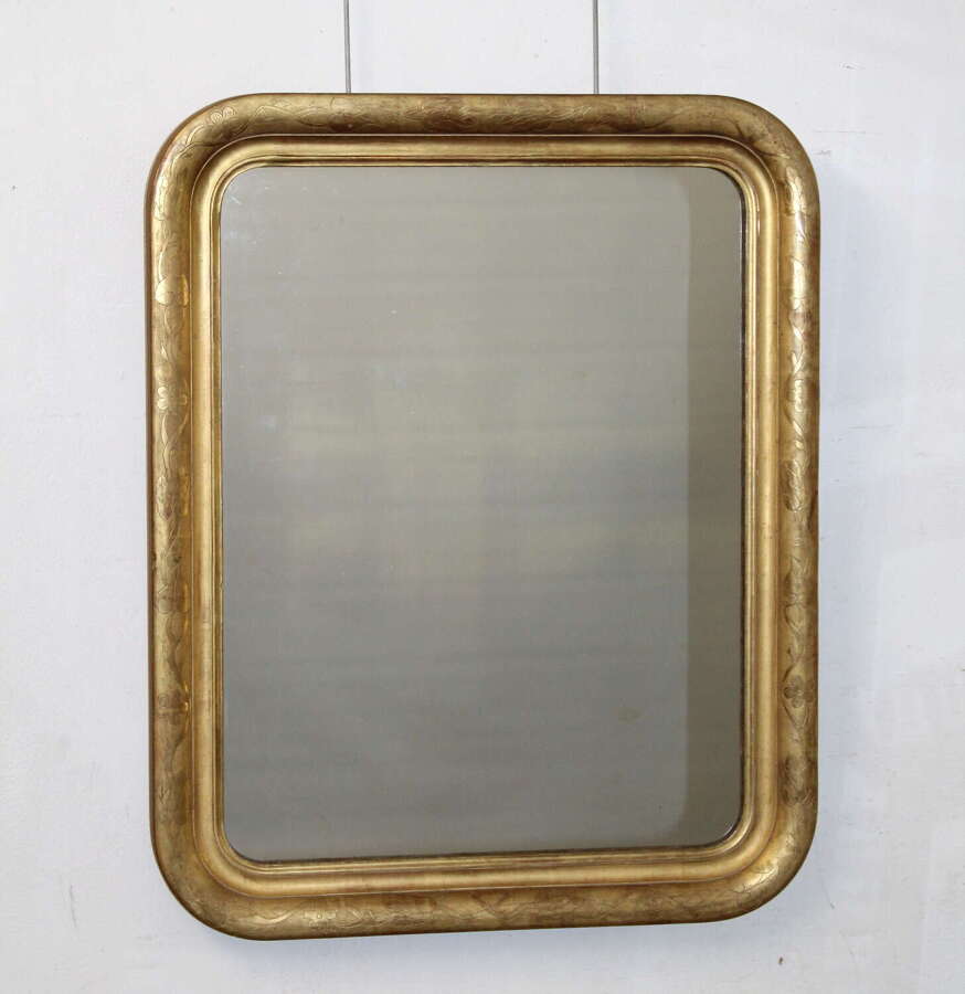 Antique French gilt curved corner mirror