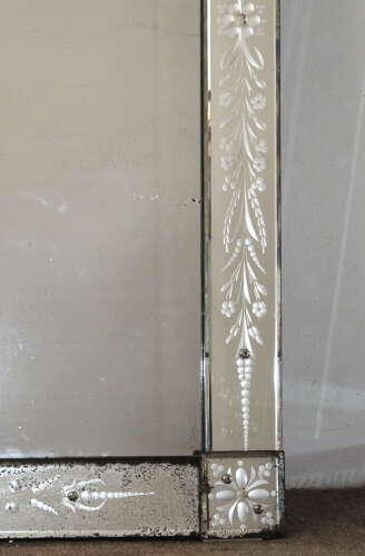 Antique near-square Venetian mirror