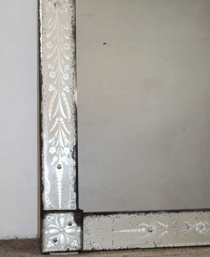 Antique near-square Venetian mirror