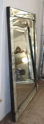 Antique near-square Venetian mirror